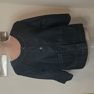 AK Jeans (Anne Klein) Dark Wash Denim Swing Jacket, 3/4 Sleeve, Size M, EUC